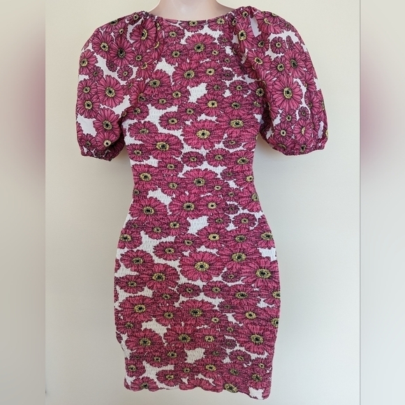 Zara floral printed balloon sleeve mini dress small - Picture 8 of 14
